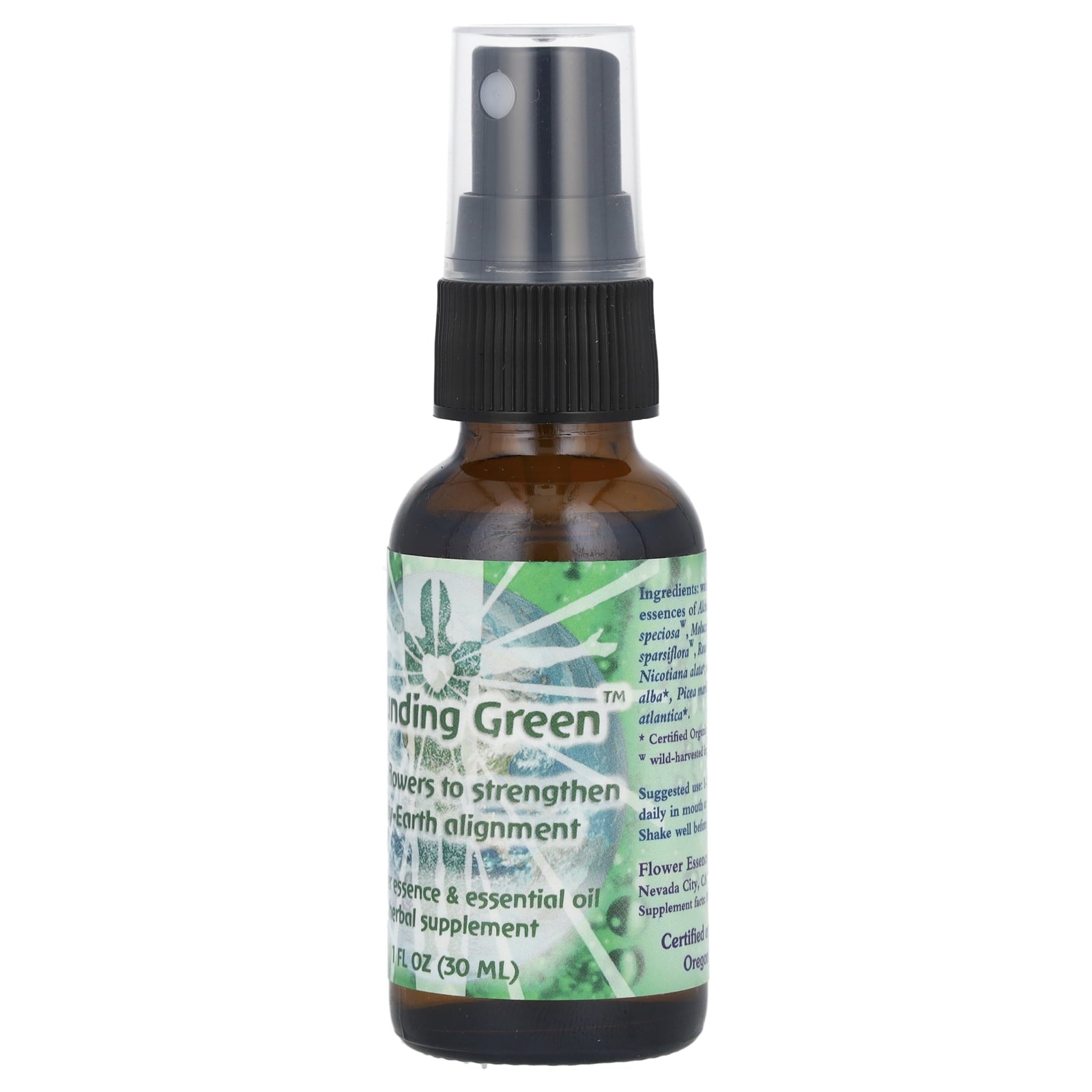Flower Essence Services Flower Essence &amp; Essential Oil, Grounding Green, 1 fl oz (30 ml)