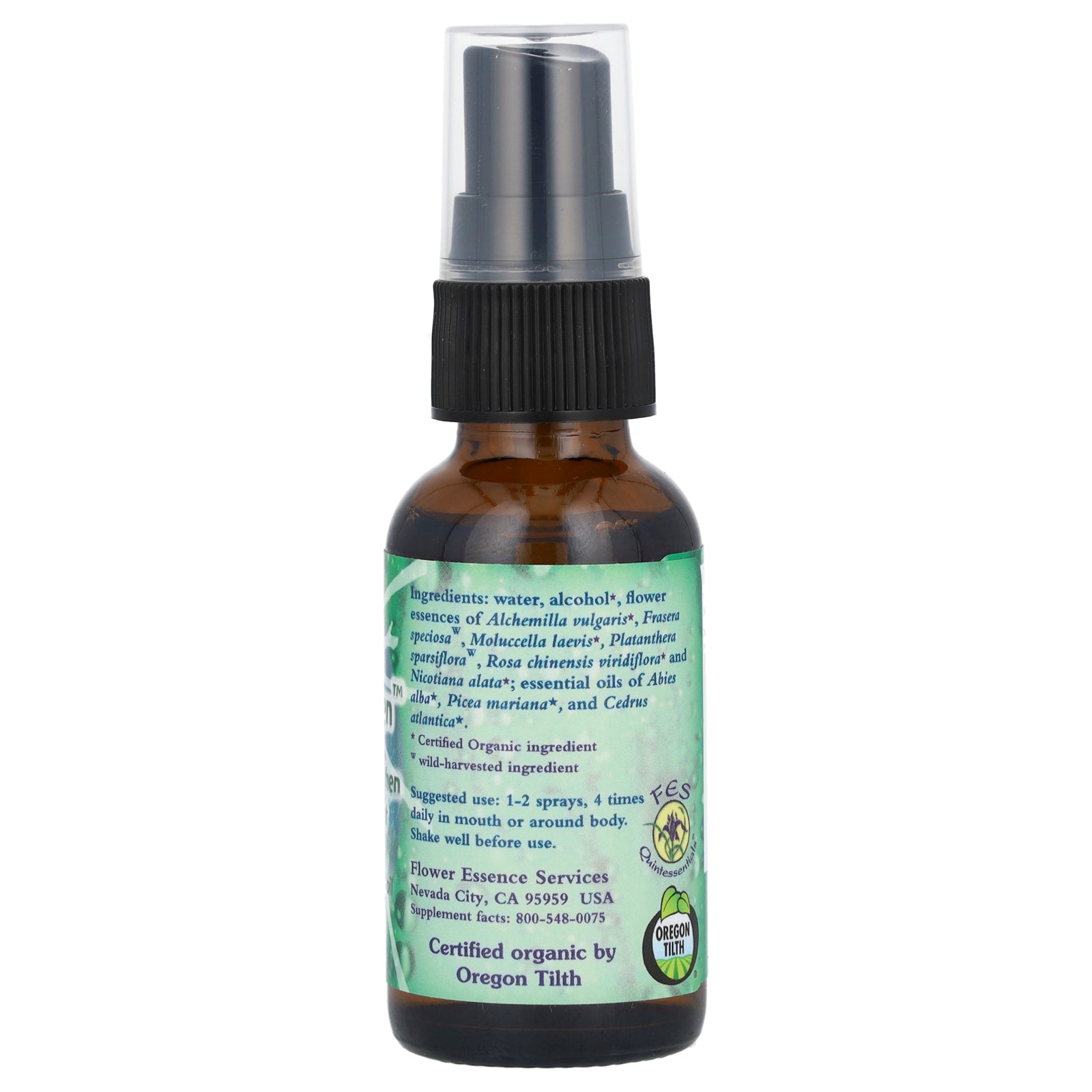 Flower Essence Services Flower Essence &amp; Essential Oil, Grounding Green, 1 fl oz (30 ml)