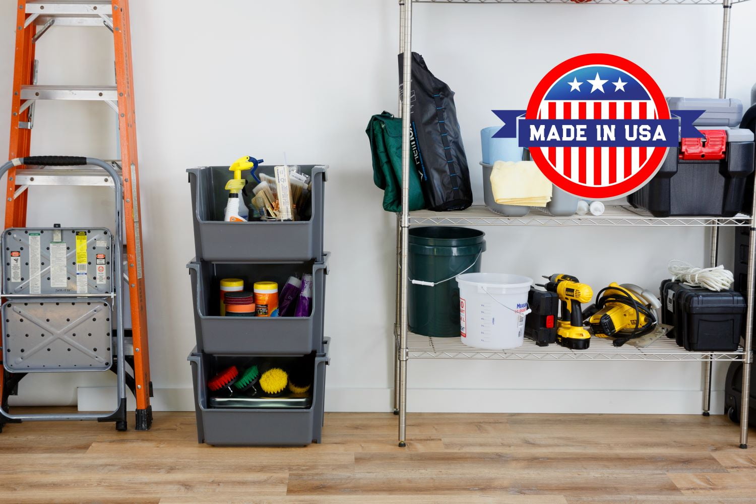 Mighty Tuff Large Nesting Stack Storage Bin, All, Plastic, Gray