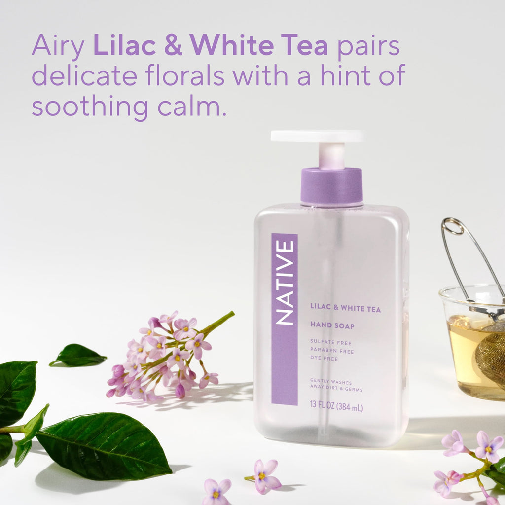 Liquid Hand Soap, Lilac &amp; White Tea, Non-drying, Naturally Derived Cleansers, Sulfate Free, 13 fl oz