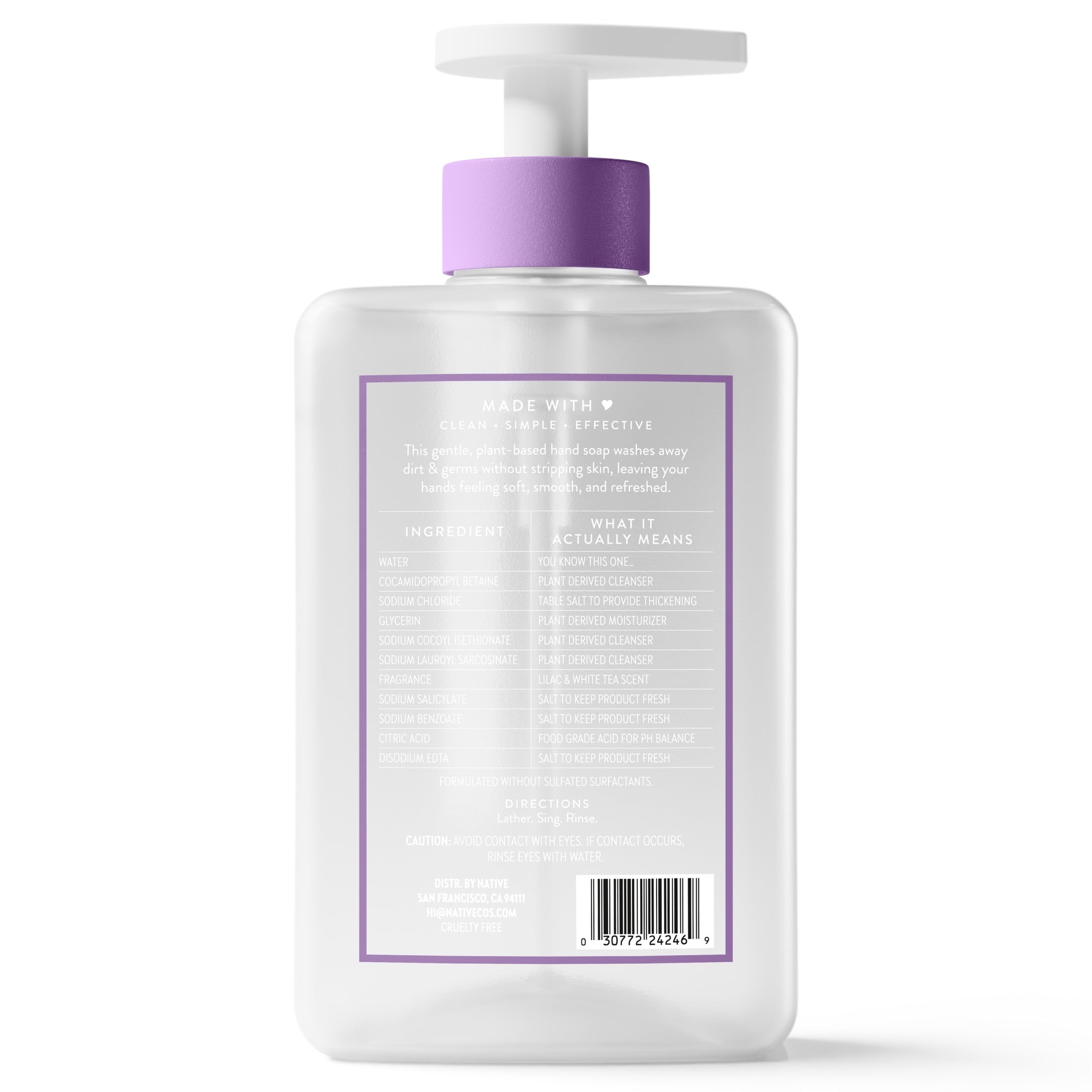 Liquid Hand Soap, Lilac &amp; White Tea, Non-drying, Naturally Derived Cleansers, Sulfate Free, 13 fl oz