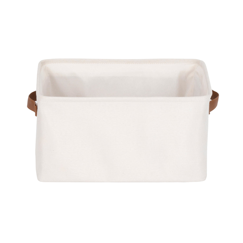 Natural Canvas Fabric Decorative Storage Basket with Handles, 15 in x 8 in x 11 in