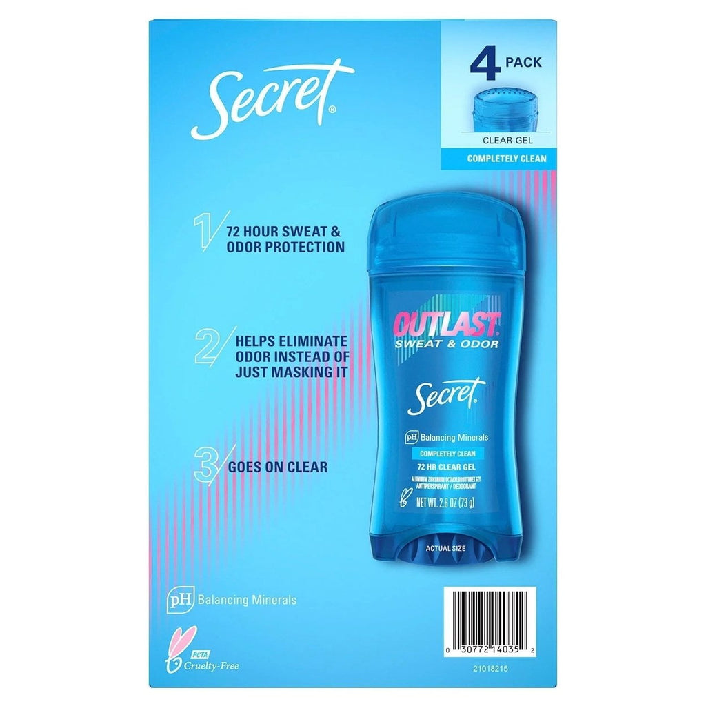 Outlast Clear Gel Deodorant Completely Clean 2.6 Ounce (Pack of 4)