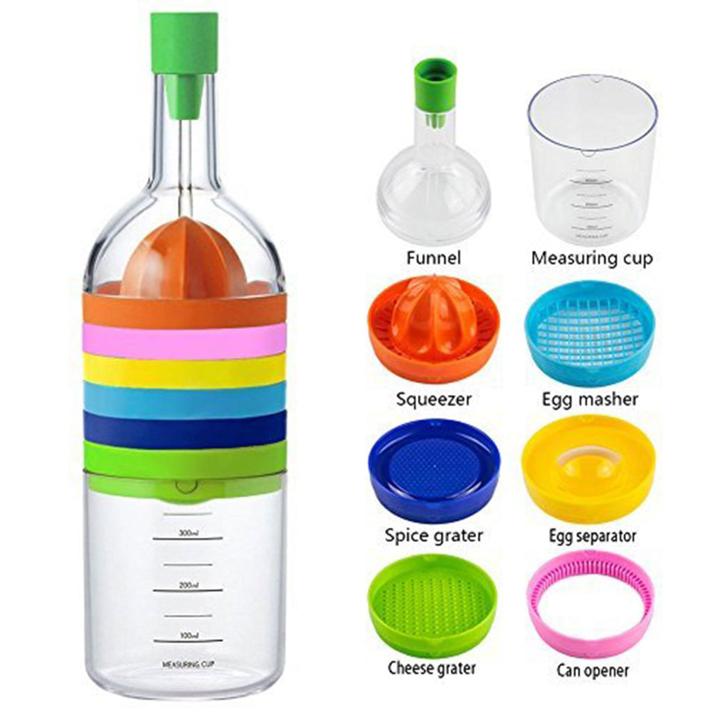 Clearance 8 In 1 Kitchen Tool Set All In 1 Multipurpose Kitchen Gadget Kitchen Tool Bottle for Home &amp; Kitchen White