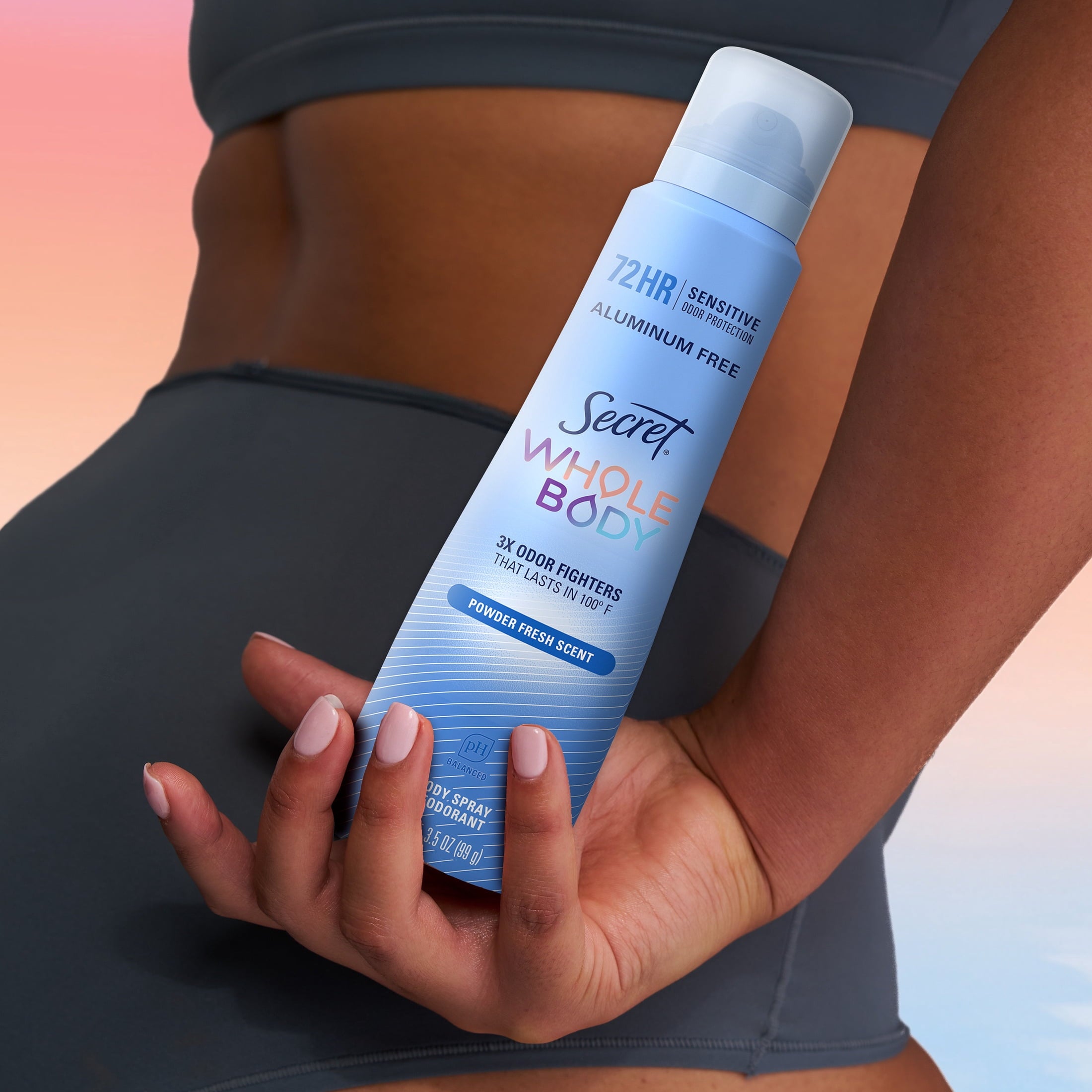 Secret Whole Body Deodorant Spray for Women, Powder Fresh Scent, Aluminum Free Deodorant, 72 HR Odor Protection, 3.5oz