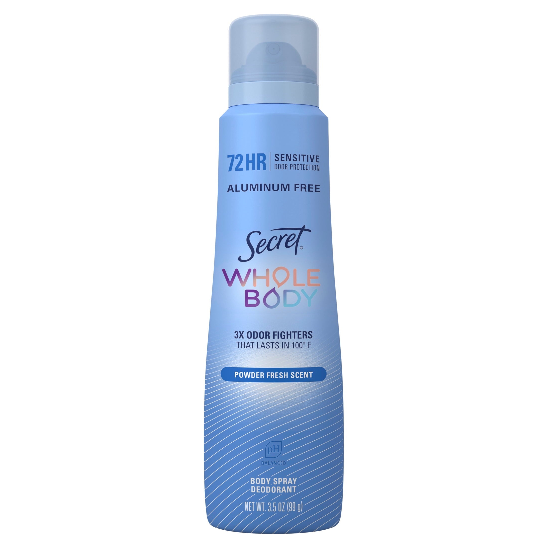 Secret Whole Body Deodorant Spray for Women, Powder Fresh Scent, Aluminum Free Deodorant, 72 HR Odor Protection, 3.5oz