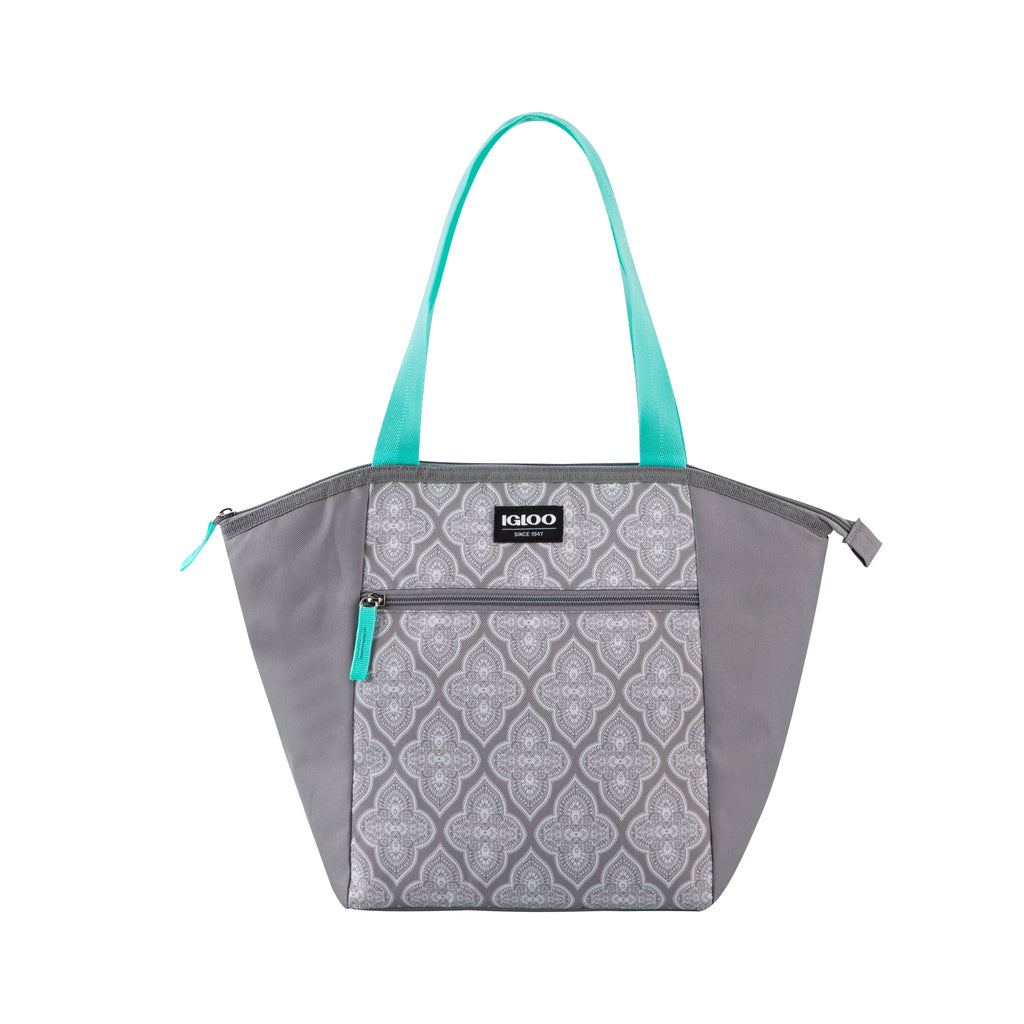 Essential Tote Lunch Bag Cooler, 14 Can Capacity, Gray and Teal