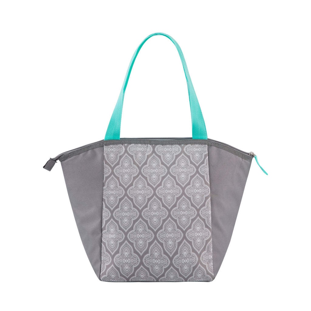 Essential Tote Lunch Bag Cooler, 14 Can Capacity, Gray and Teal