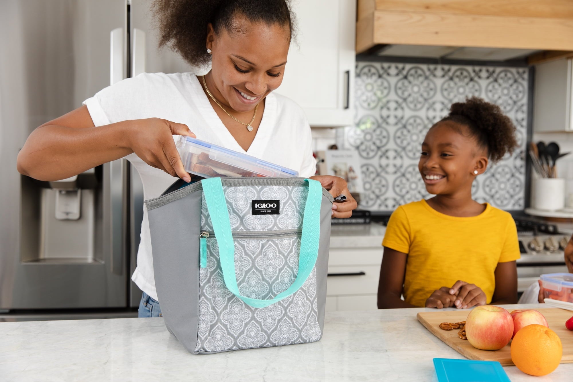 Essential Tote Lunch Bag Cooler, 14 Can Capacity, Gray and Teal