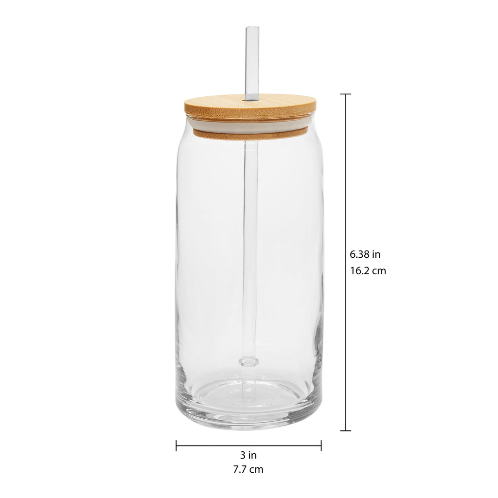 Briar Can Glass Drinkware with Lids &amp; Straws, Set of 4