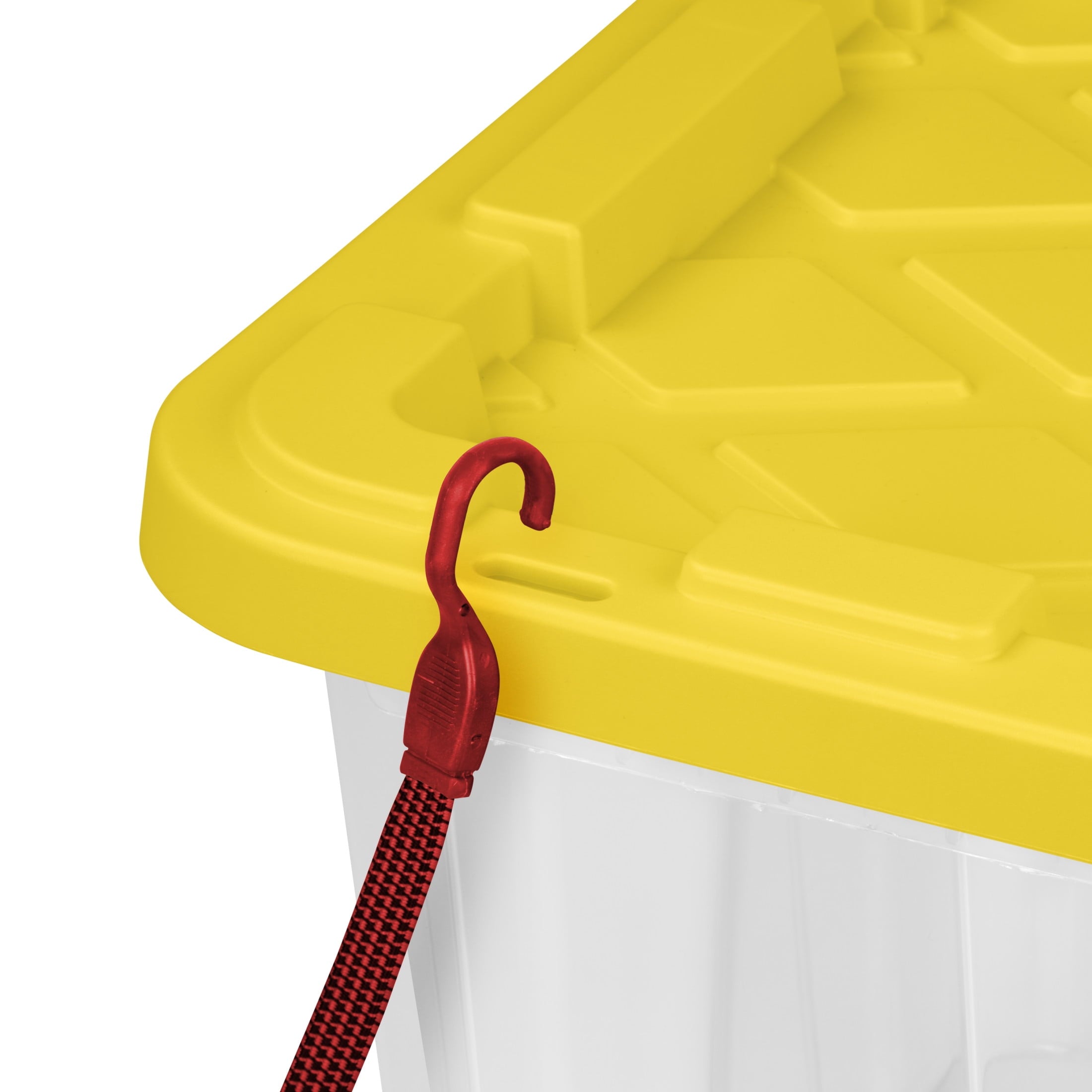 Large Storage Bin, 27 Gallon Plastic Storage Tote with Snap-On Lid, Black and Yellow, 6 Pack