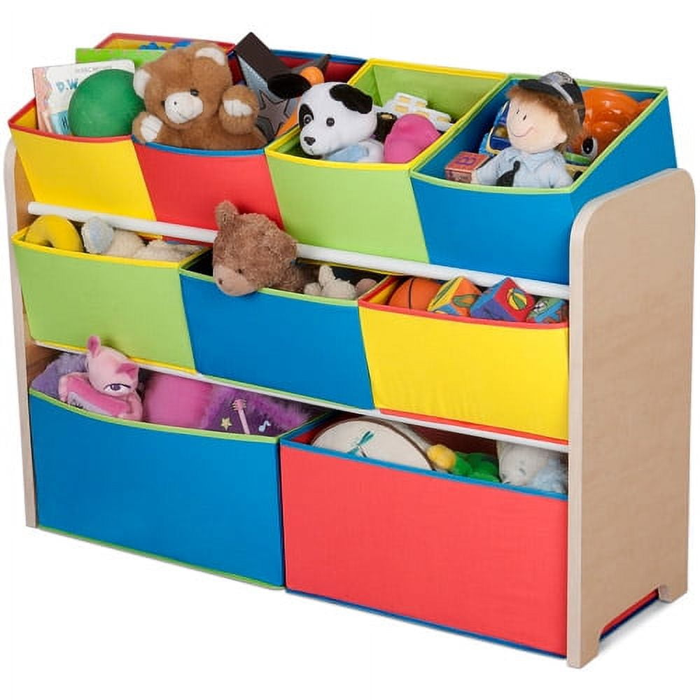 Deluxe Multi-Bin Toy Organizer with Storage Bins, Greenguard Gold, Wood, Natural