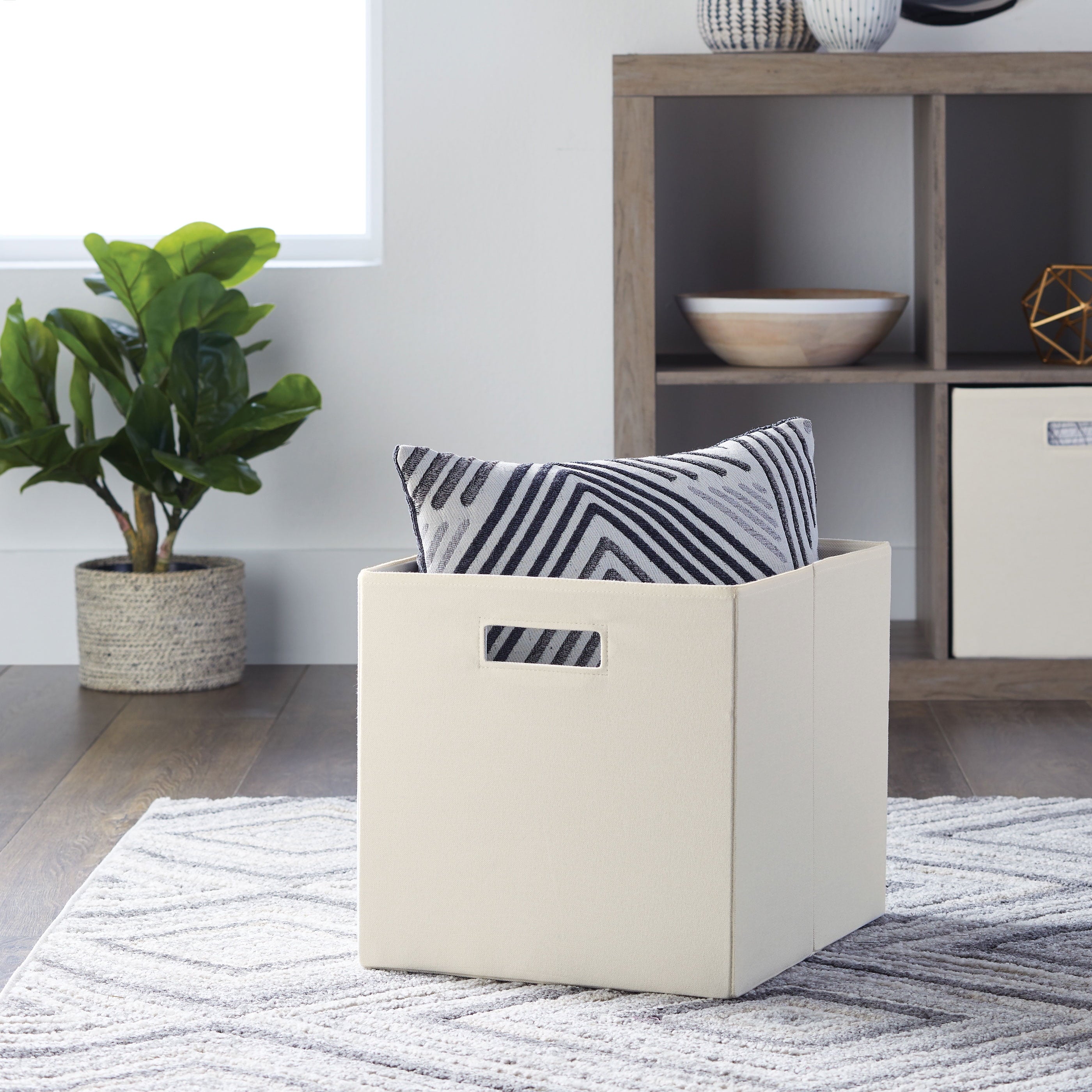 Better Homes &amp; Gardens Collapsible Fabric Cube Storage Bin, Vanilla