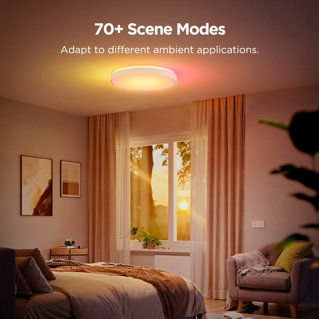 Smart 15inch RGBICWW Ceiling Light Pro, 4300lm Warm White Cool Light Dimable For Kitchen, Colorful Lighting Effect For Bedroom, Living Room,Light Change With Music For Party