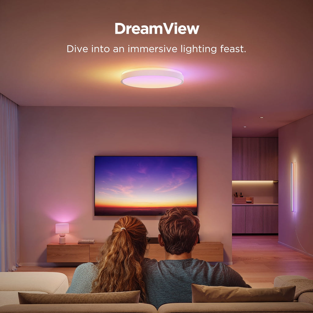 Smart 15inch RGBICWW Ceiling Light Pro, 4300lm Warm White Cool Light Dimable For Kitchen, Colorful Lighting Effect For Bedroom, Living Room,Light Change With Music For Party