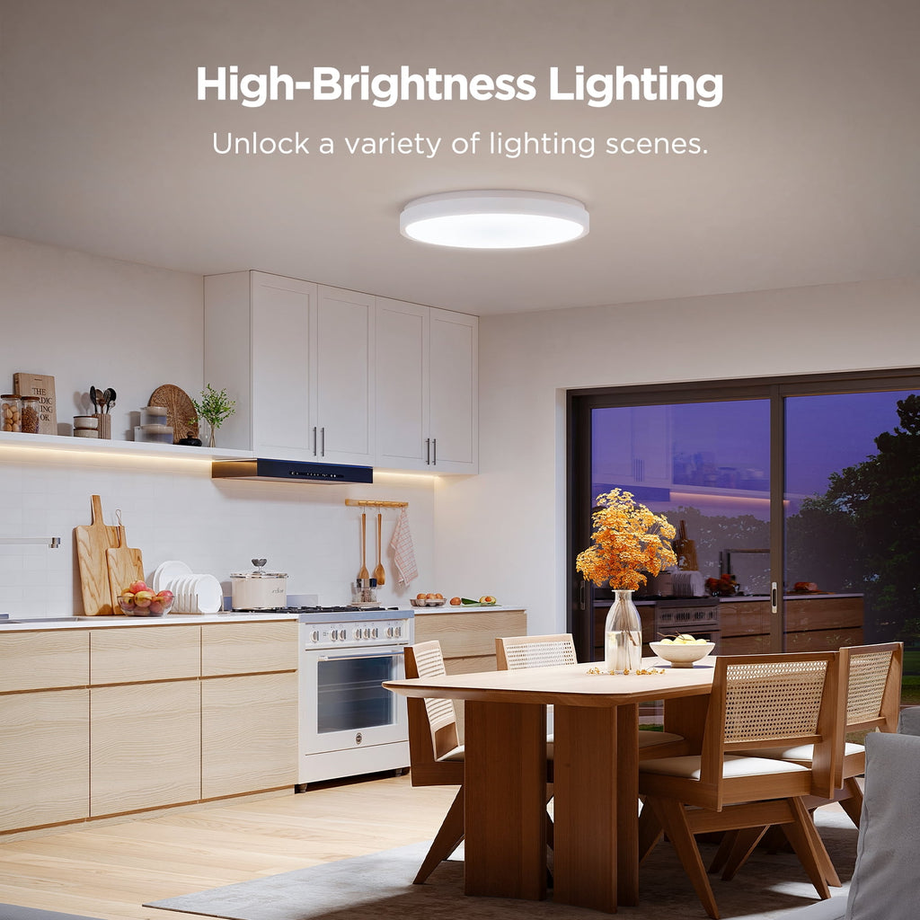 Smart 15inch RGBICWW Ceiling Light Pro, 4300lm Warm White Cool Light Dimable For Kitchen, Colorful Lighting Effect For Bedroom, Living Room,Light Change With Music For Party