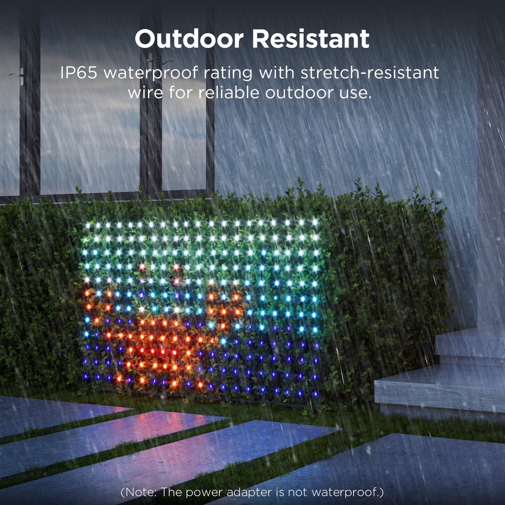 LED Net Lights for Bushes, 2.8ft × 9.5ft, Animated Chirstmas Decorations, RGBIC Colorful Light Changing Effect, App &amp; Voice Control