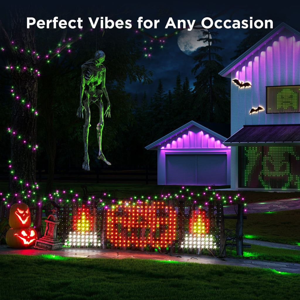 LED Net Lights for Bushes, 2.8ft × 9.5ft, Animated Chirstmas Decorations, RGBIC Colorful Light Changing Effect, App &amp; Voice Control