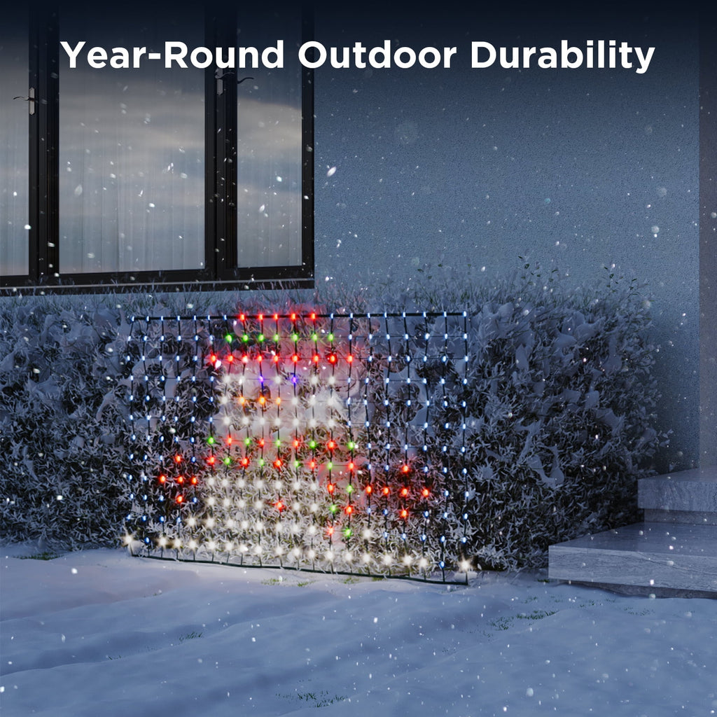LED Net Lights for Bushes, 2.8ft × 9.5ft, Animated Chirstmas Decorations, RGBIC Colorful Light Changing Effect, App &amp; Voice Control