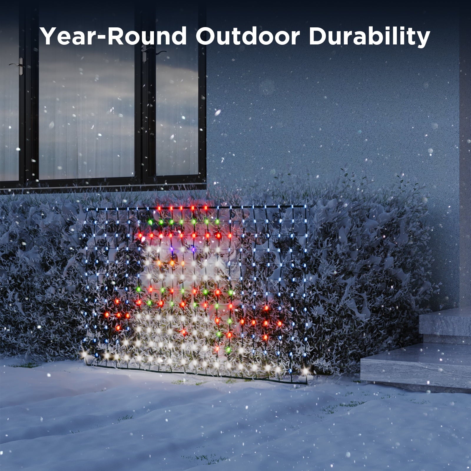 LED Net Lights for Bushes, 2.8ft × 9.5ft, Animated Chirstmas Decorations, RGBIC Colorful Light Changing Effect, App &amp; Voice Control