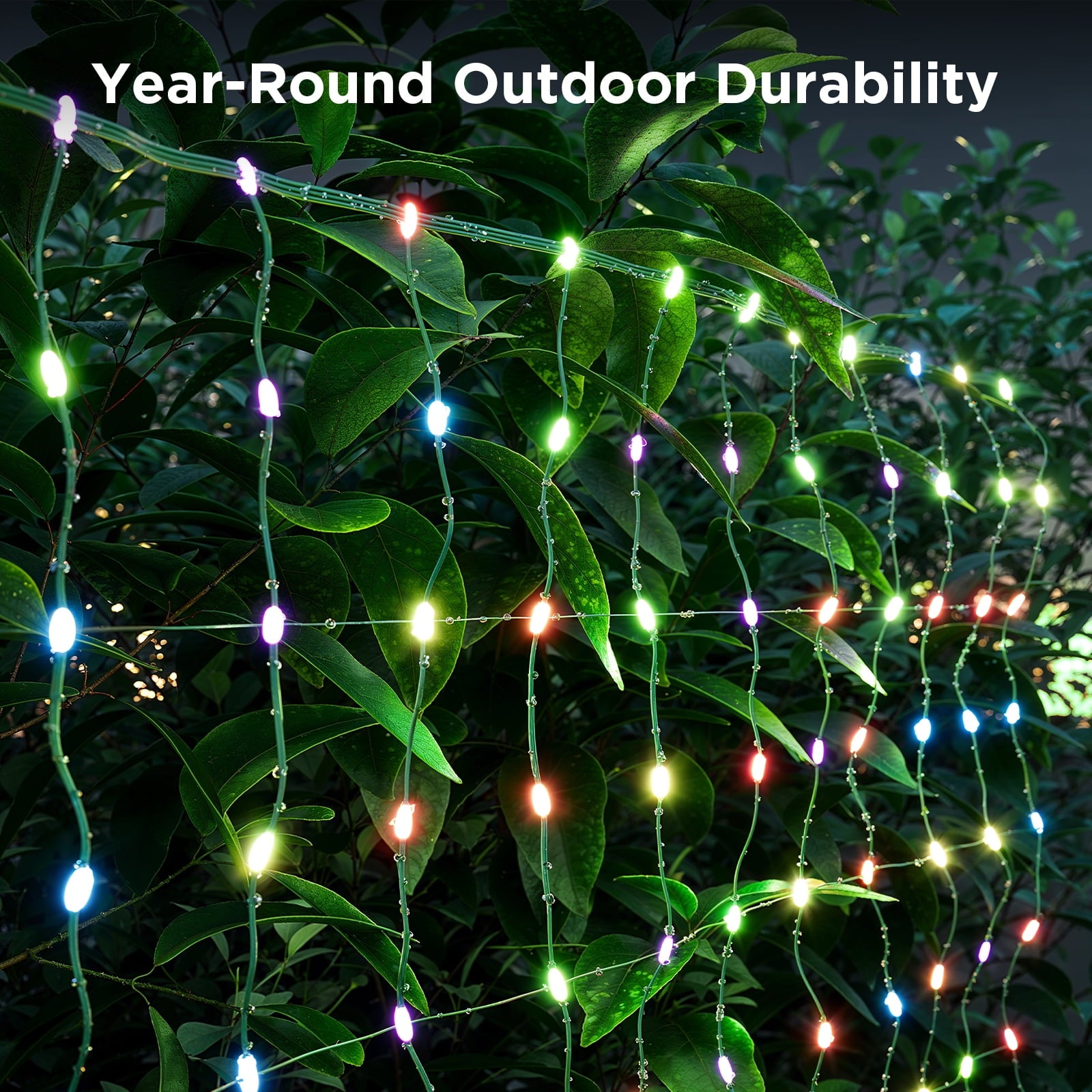 LED Net Lights for Bushes, 2.8ft × 9.5ft, Animated Chirstmas Decorations, RGBIC Colorful Light Changing Effect, App &amp; Voice Control