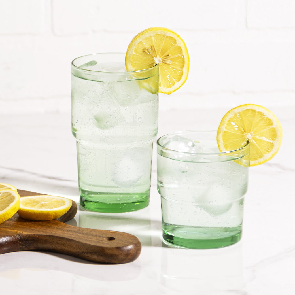 Better Homes &amp; Gardens Clear Green Glass, Glassware, 8 Pack, 15 oz