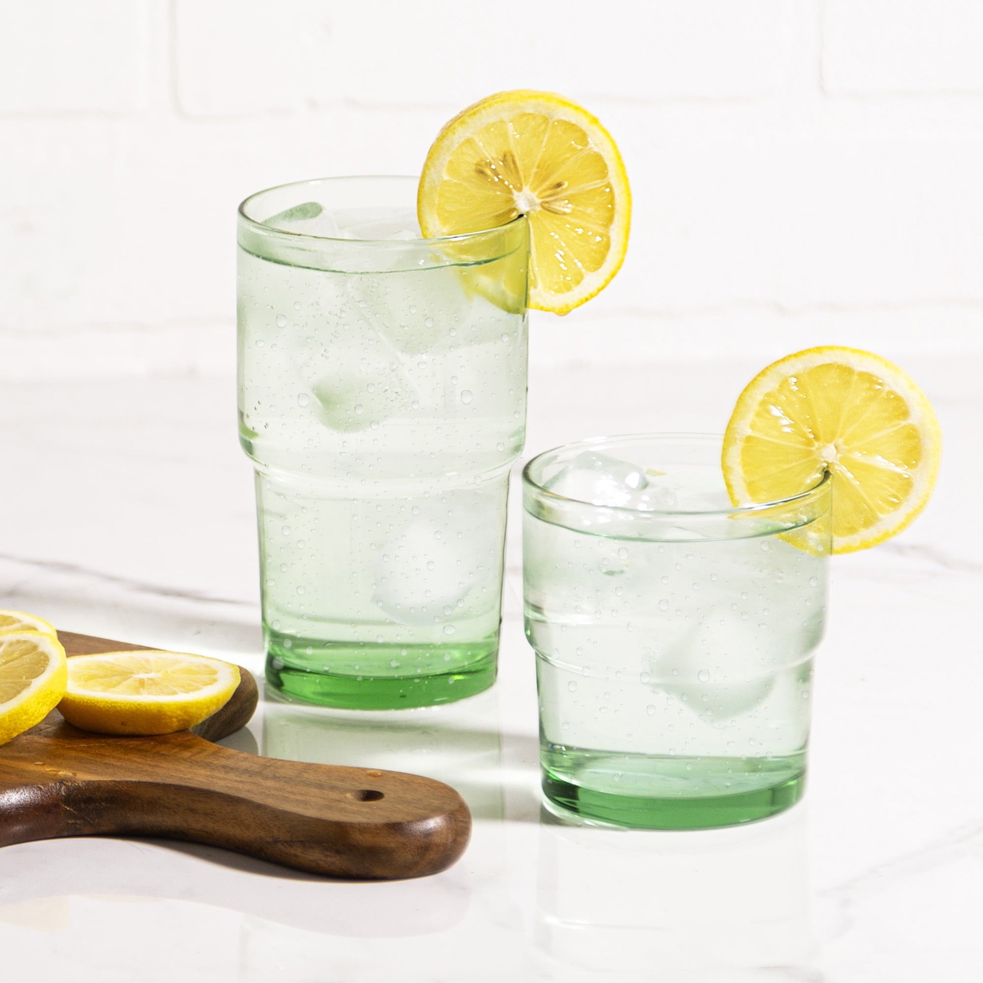 Better Homes &amp; Gardens Clear Green Glass, Glassware, 8 Pack, 15 oz