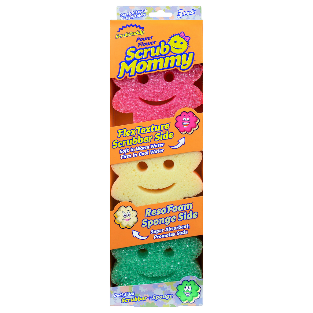 Scrub Mommy Power Flower Dual-Sided Cleaning Sponges, 3 Count
