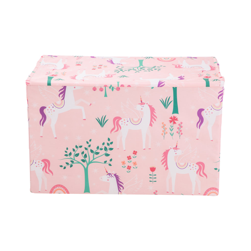 Kids Butterfly Pattern Collapsible Toy Storage Trunk, 24 in x 14.8 in x 15 in
