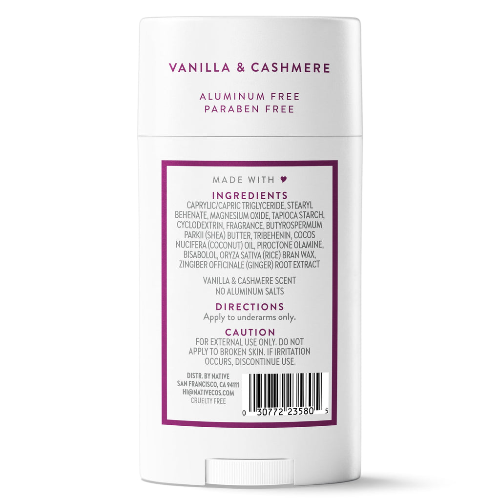 Aluminum Free Deodorant For Women, 72 Hour Solid Deodorant Stick, Vanilla &amp; Cashmere, 2.65oz