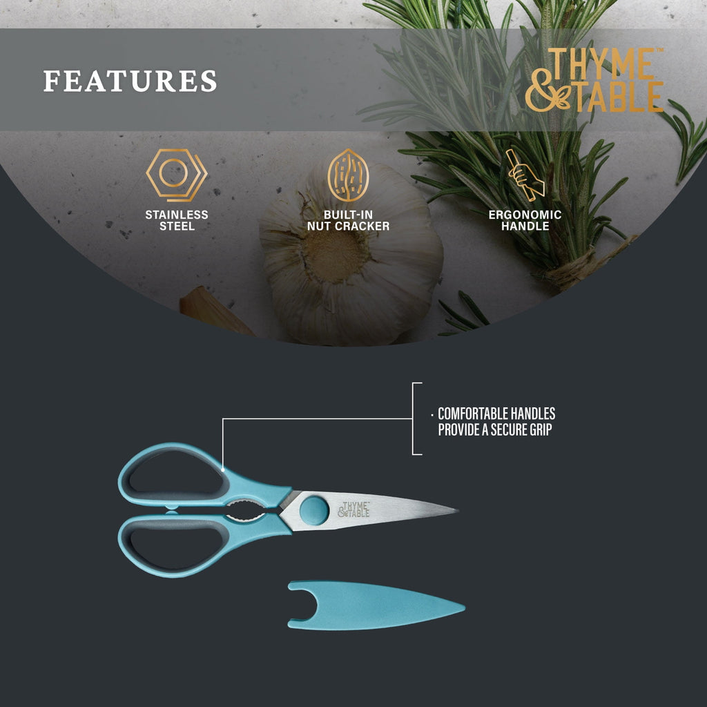 Thyme &amp; Table Stainless Steel Kitchen Shears with Sheath, Blue