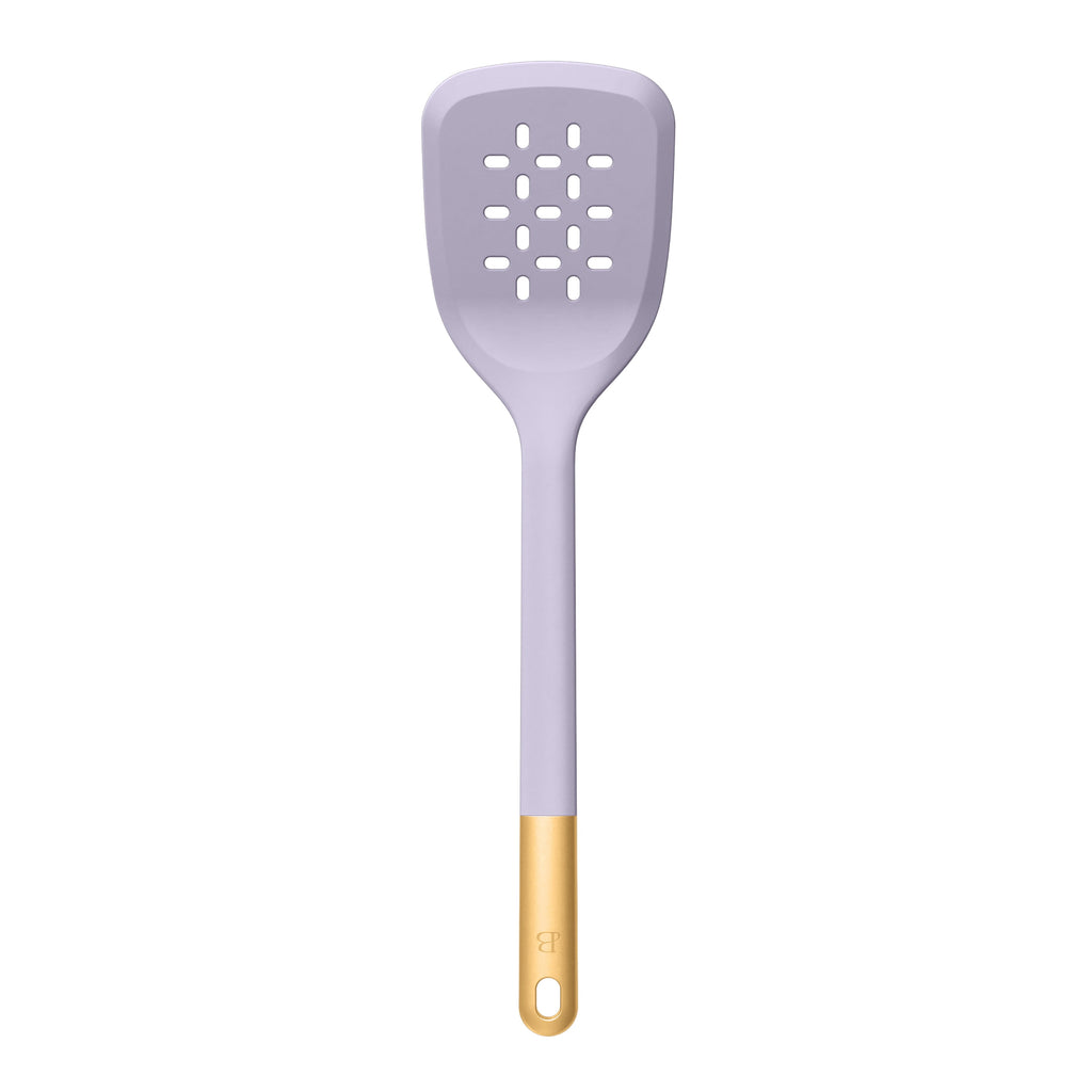 6-Piece Silicone Kitchen Utensil Tool Set with Rotating Rack by Drew Barrymore, Porcini Taupe