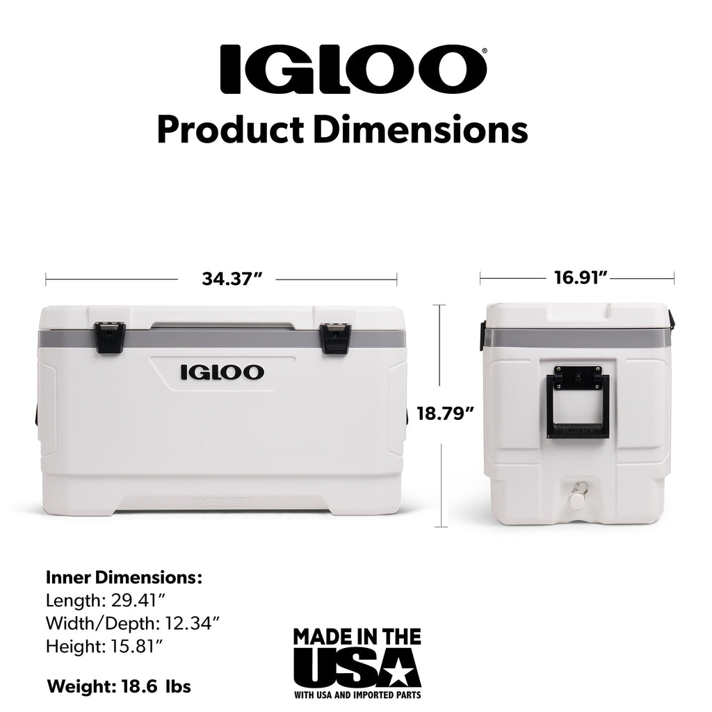 100 QT Latitude Marine Ultra Hard-Sided Cooler, White and Moonscape Gray