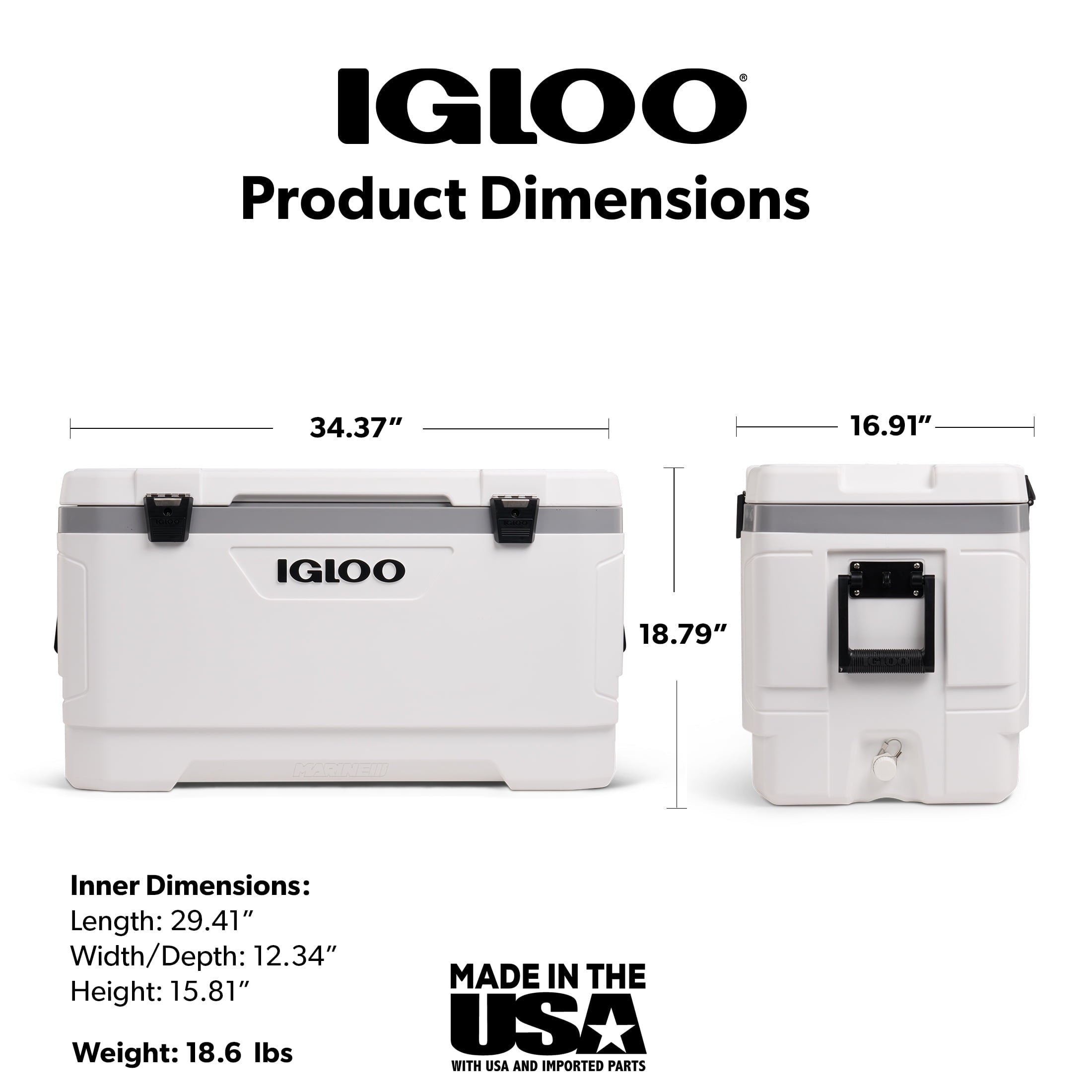 100 QT Latitude Marine Ultra Hard-Sided Cooler, White and Moonscape Gray
