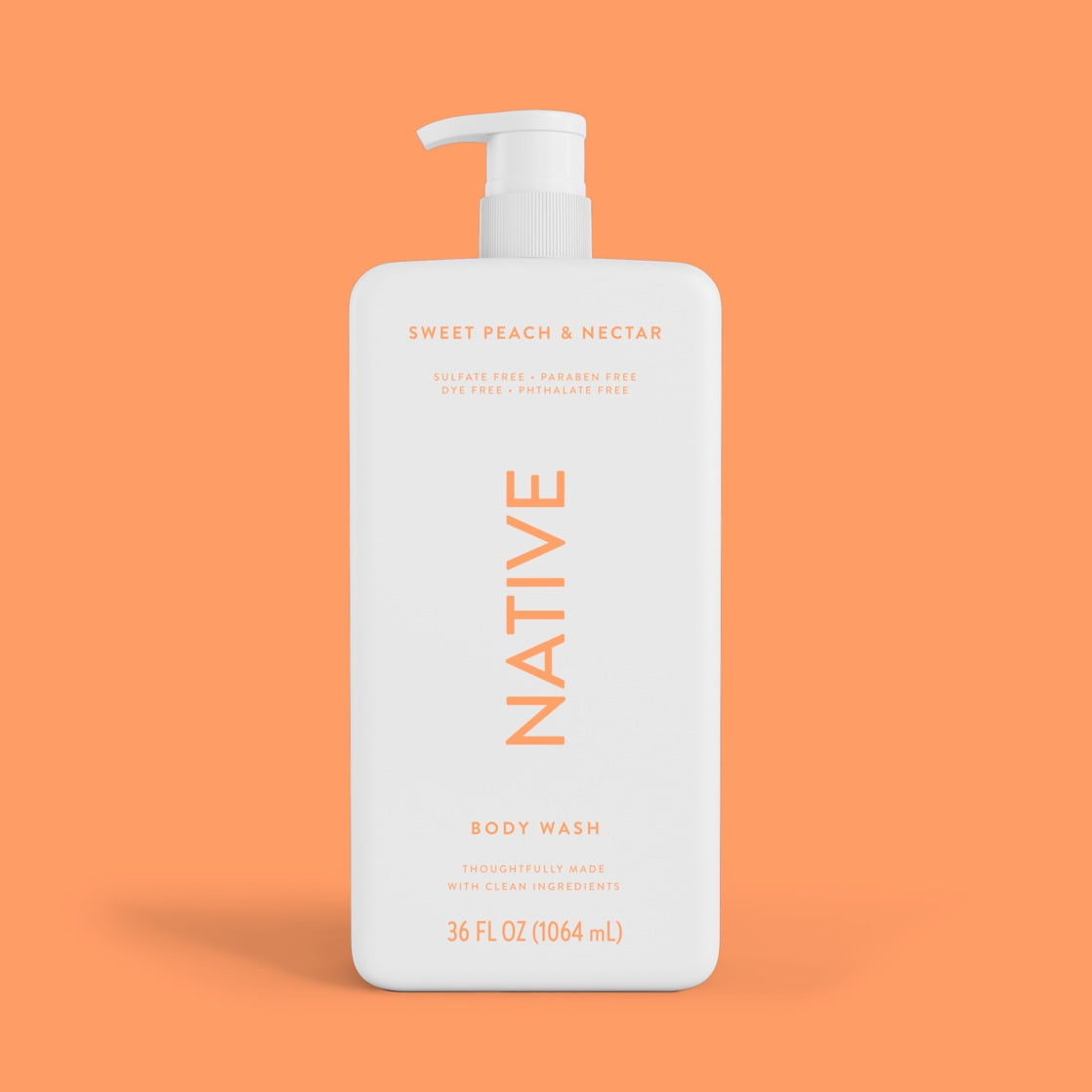 Body Wash, Sweet Peach &amp; Nectar, Sulfate Free, Naturally Derived Ingredients, 24hr Freshness, for Women &amp; Men, 36 fl oz