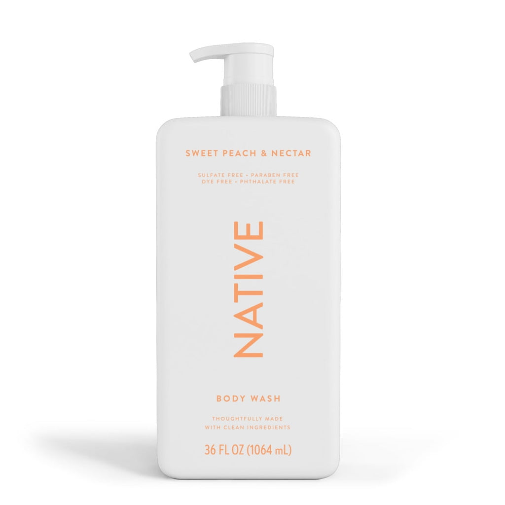 Body Wash, Sweet Peach &amp; Nectar, Sulfate Free, Naturally Derived Ingredients, 24hr Freshness, for Women &amp; Men, 36 fl oz