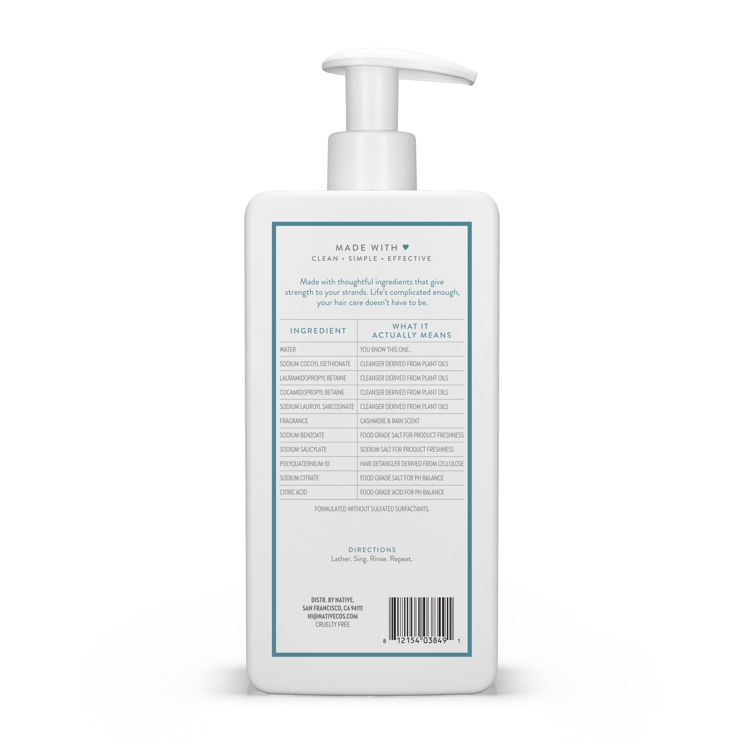 Strengthening Shampoo, Cashmere and Rain, Sulfate Free, for Women and Men, 16.5 oz