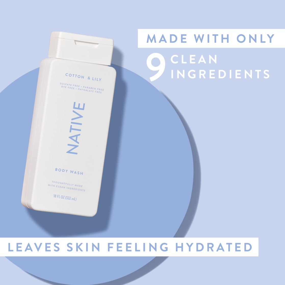 Body Wash, Coconut &amp; Vanilla, Sulfate Free, Naturally Derived Ingredients, 24hr Freshness, for Women &amp; Men, 18 fl oz