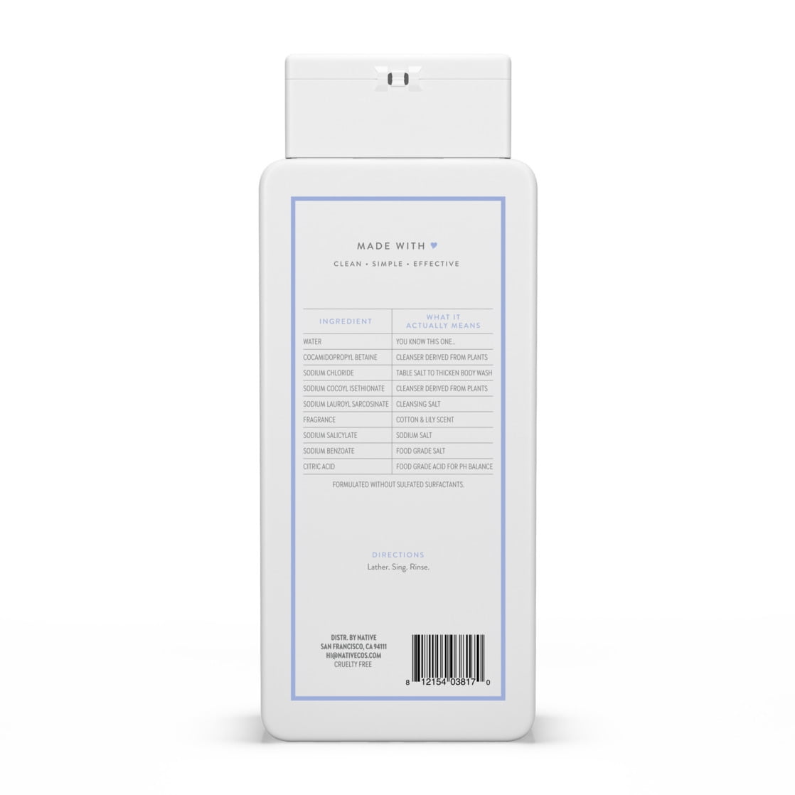 Body Wash, Coconut &amp; Vanilla, Sulfate Free, Naturally Derived Ingredients, 24hr Freshness, for Women &amp; Men, 18 fl oz
