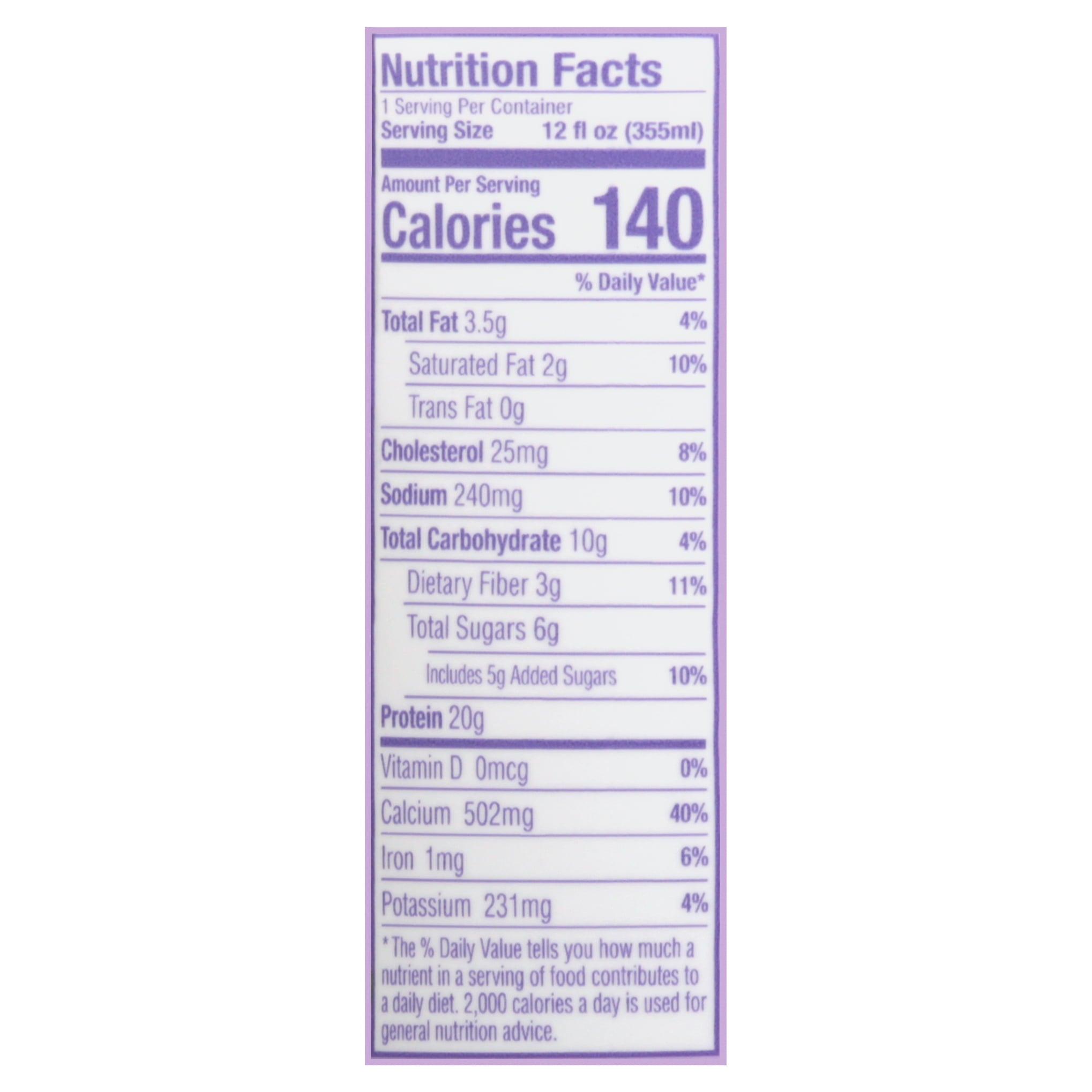 Fit 20g Protein, 140 Calories, Lactose Free, Gluten Free, Chocolate 12 Fl Oz
