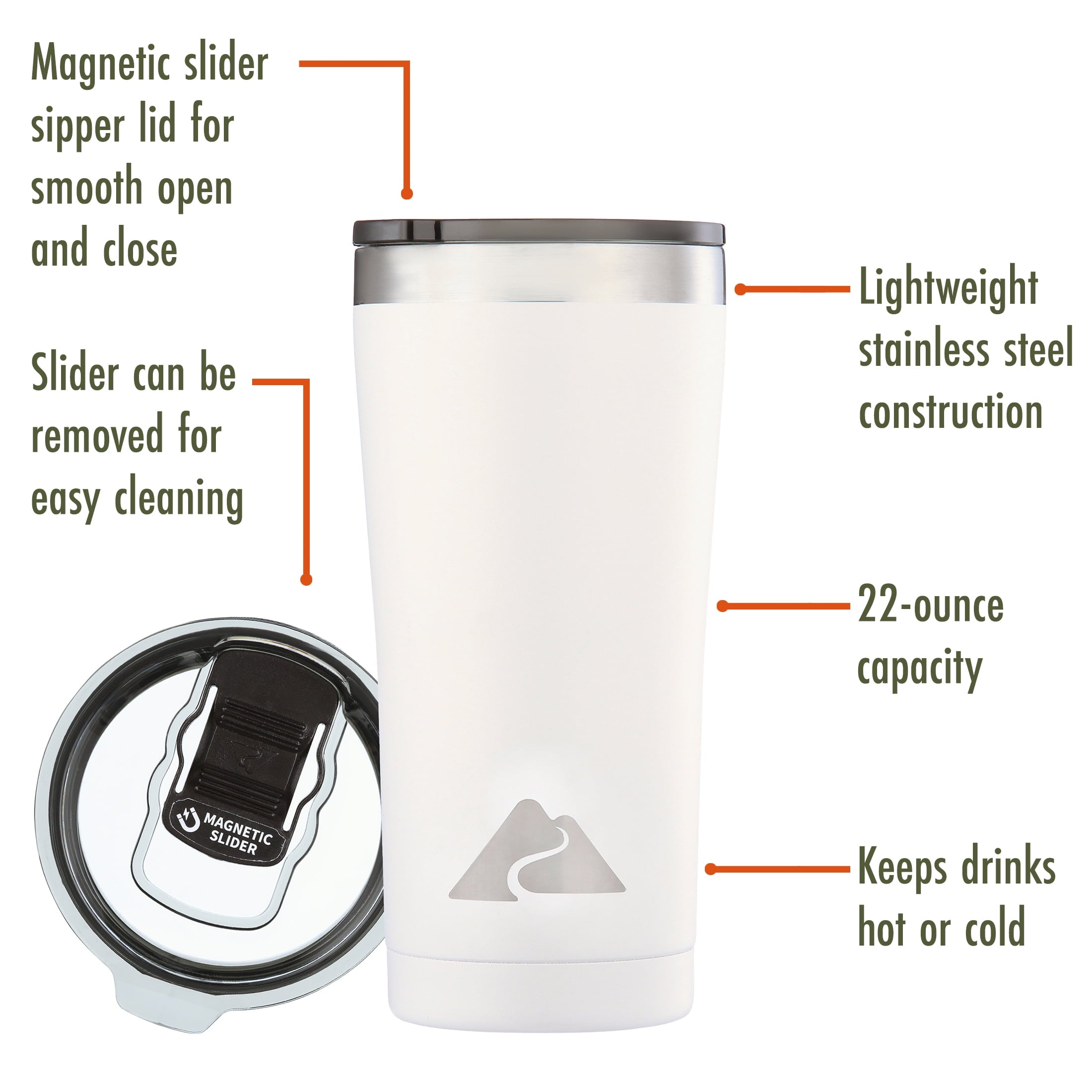 Ozark Trail 22 oz Stainless Steel Insulated Tumbler, Black