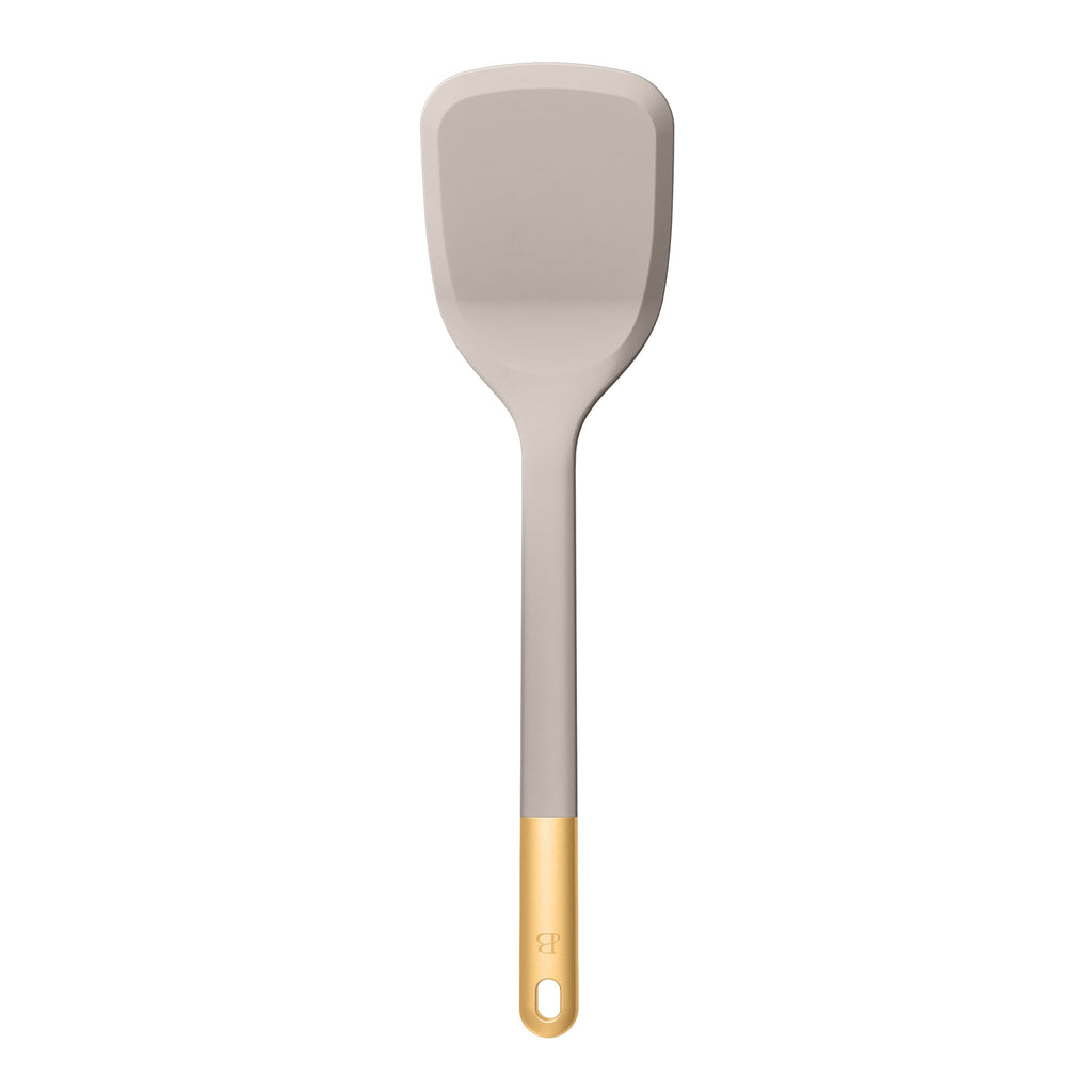 6-Piece Silicone Kitchen Utensil Tool Set with Rotating Rack by Drew Barrymore, Porcini Taupe