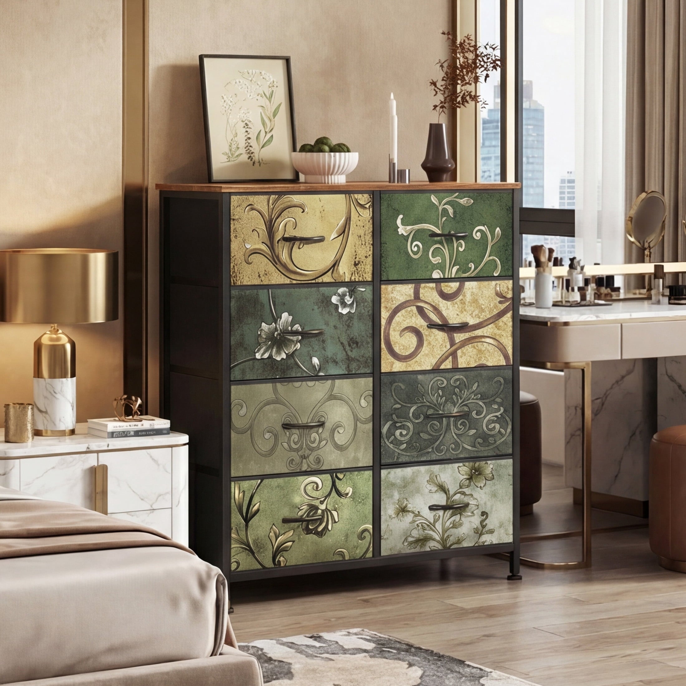 8-Drawer Fabric Dresser Storage Chest for Bedroom, Closet, Entryway, Storage Furniture for Adults, Black