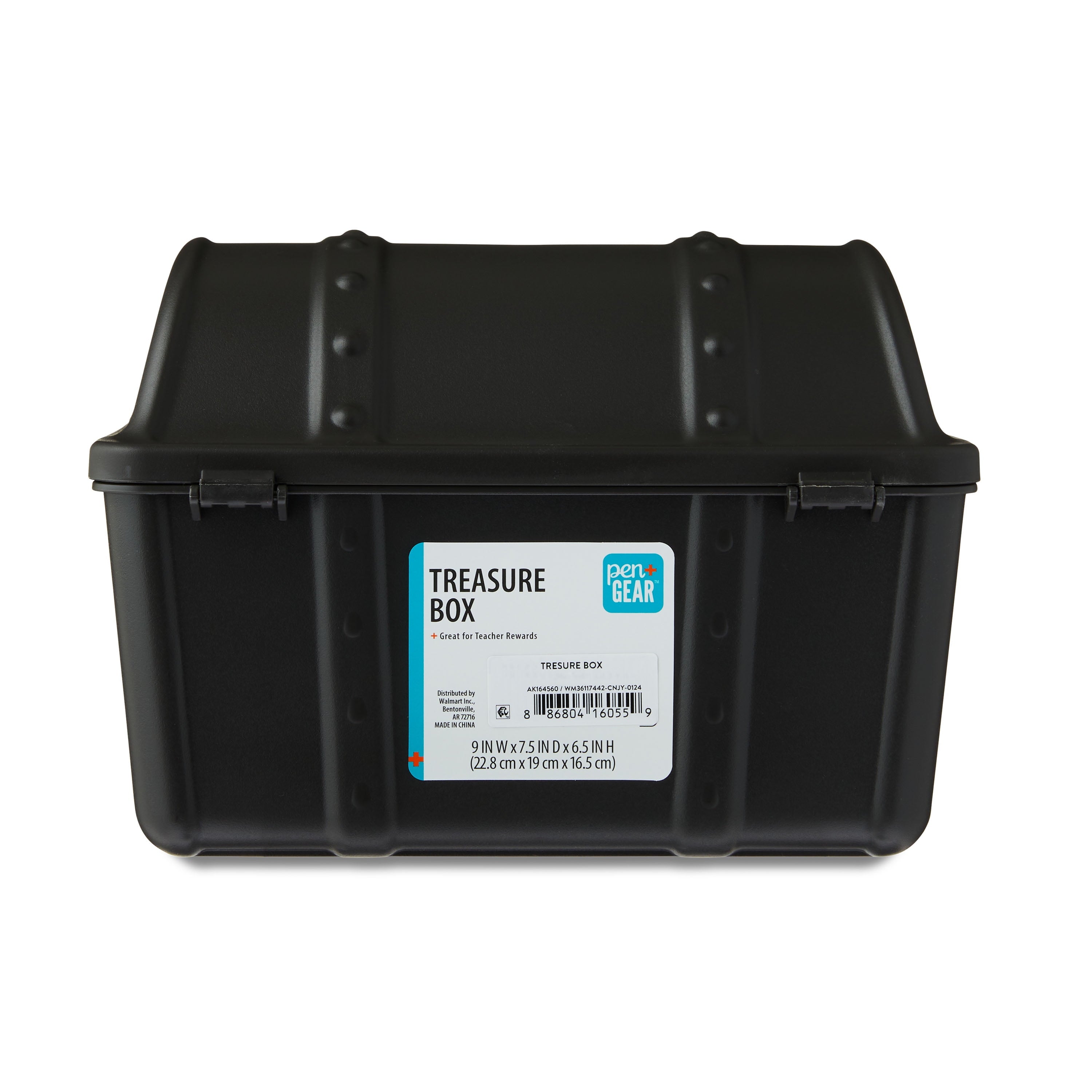 Pen+Gear Treasure Box, Black, Desktop Organizer, 9" x 7" x 6.25"