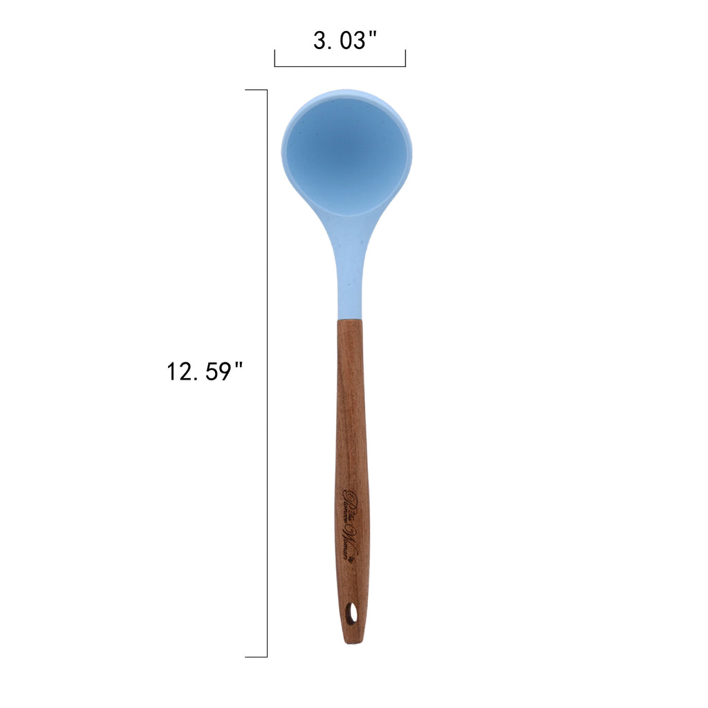 10-Piece Silicone and Acacia Wood Handle Cooking Utensils Set, Blue
