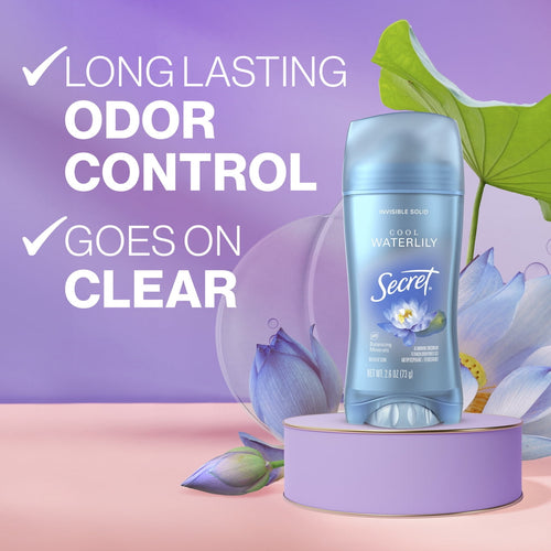 Antiperspirant &amp; Deodorant Invisible Solid Cool Waterlily, 72HR Breathable Sweat &amp; Odor Protection, 2.6 OZ