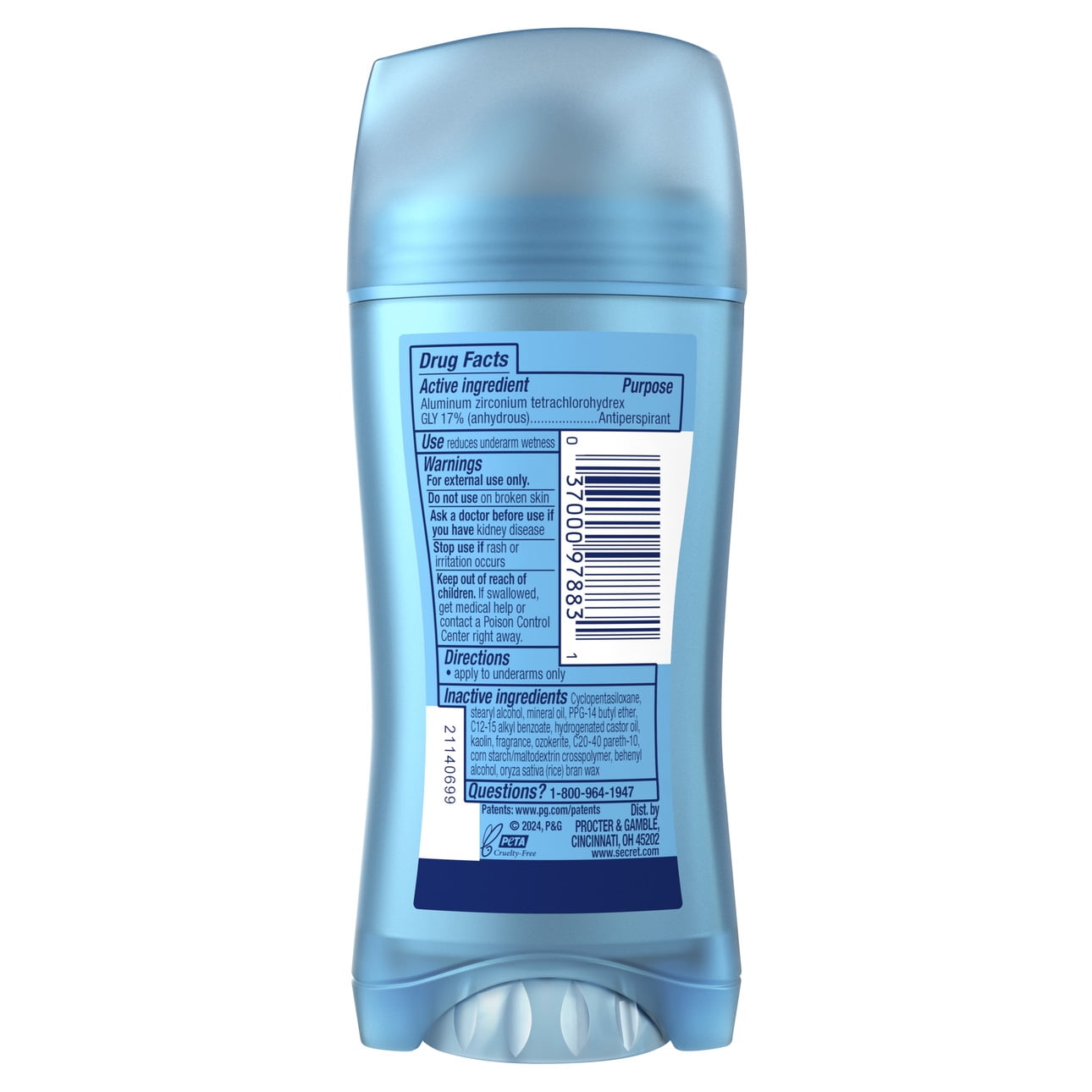 Antiperspirant &amp; Deodorant Invisible Solid Cool Waterlily, 72HR Breathable Sweat &amp; Odor Protection, 2.6 OZ
