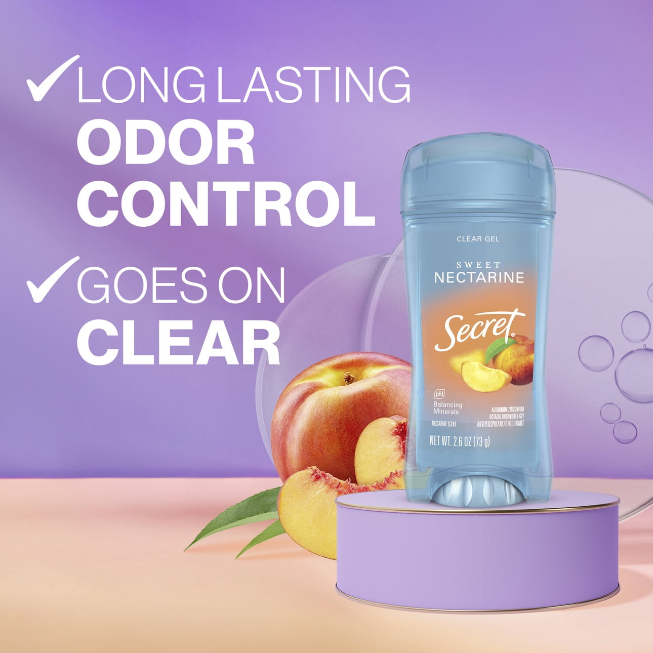 Fresh Clear Gel Antiperspirant Deodorant, Sweet Nectarine, 2.6 oz