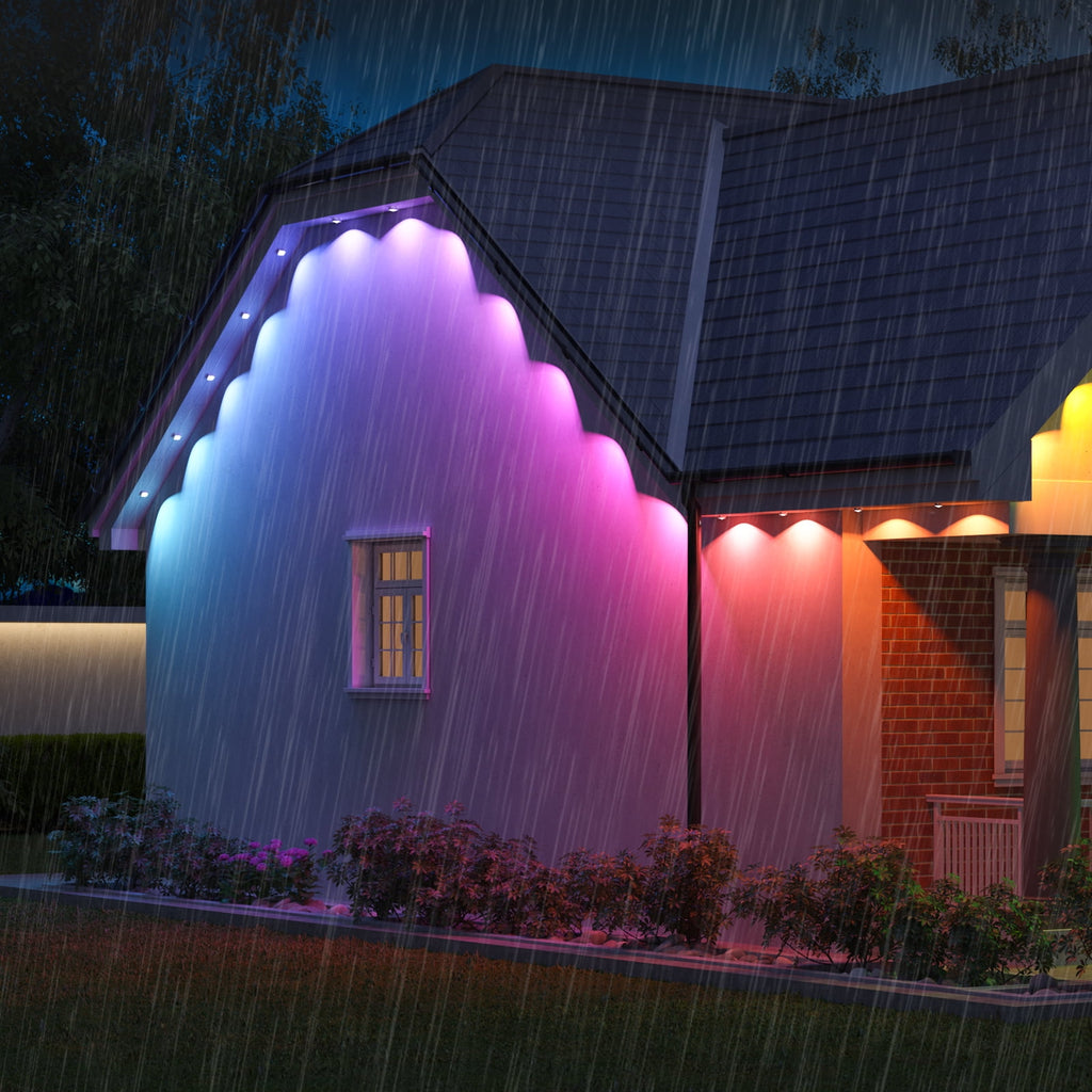 100ft RGBIC Permanent Outdoor Lights with 72 Lights, White version