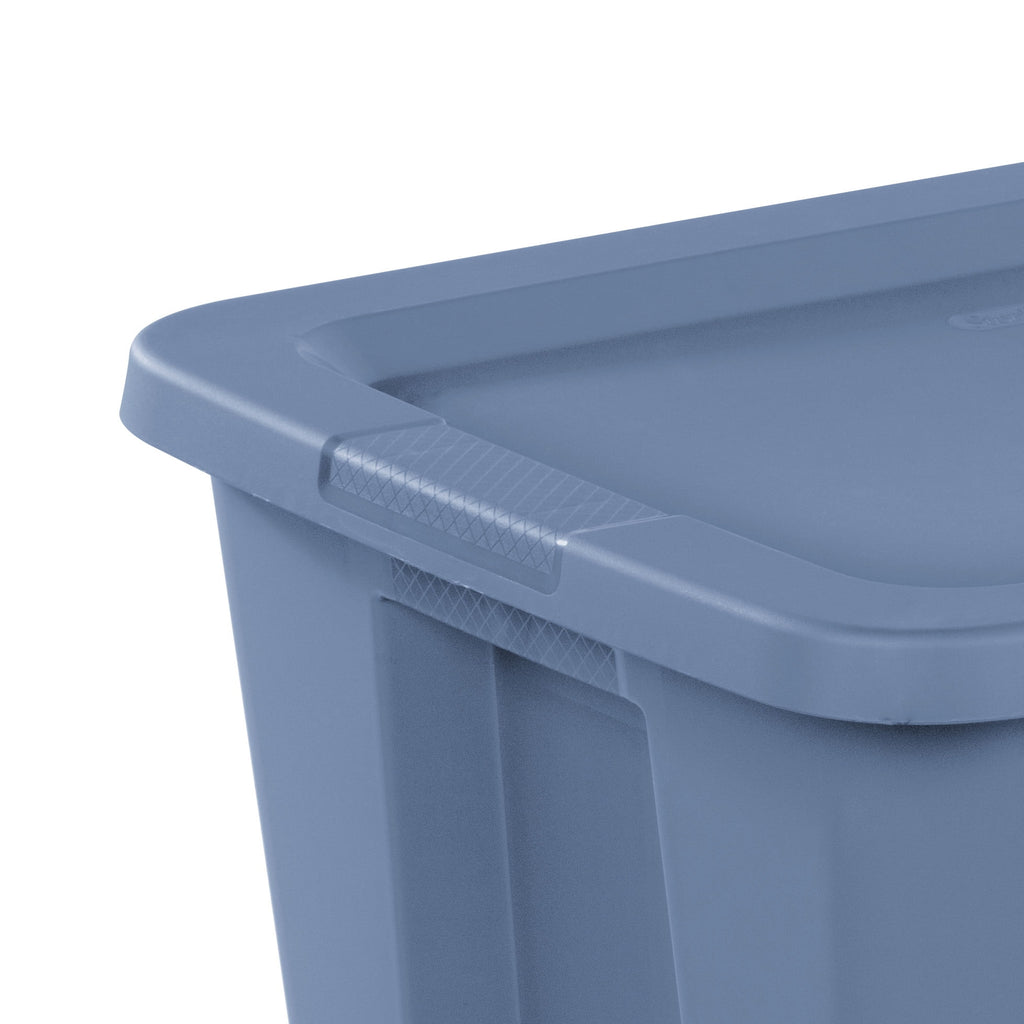 Large Storage Bin, 18 Gallon Plastic Storage Container with Snap-On Lid, Blue